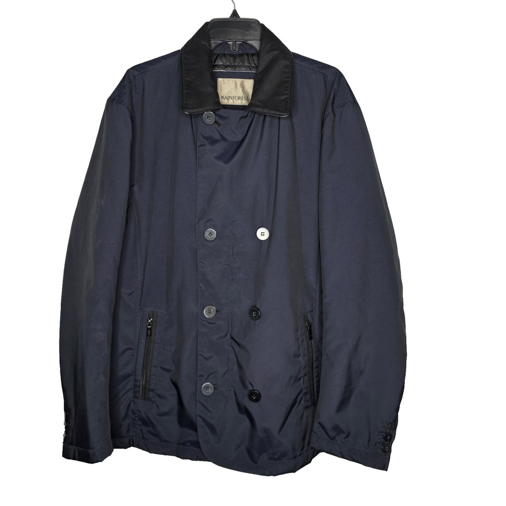 Rainforest Mens Size XL Double Breasted Water Resistant Versatile Jacket Blue